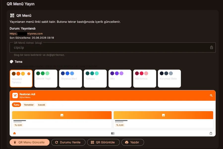 QR Menü ve Dijital Yayın ekran görüntüsü